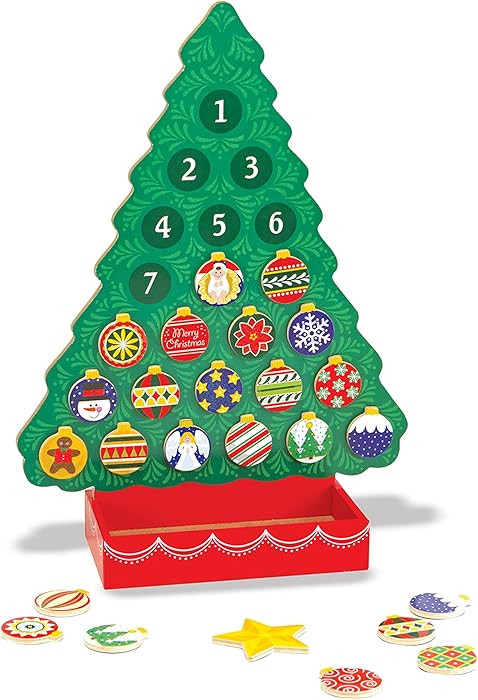 Melissa & Doug Wooden Advent Calendar - Magnetic Christmas Tree, 25 Magnets | Amazon (US)