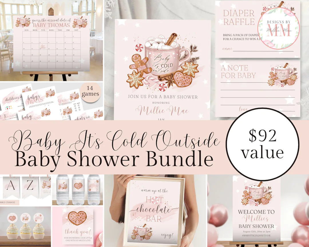 Baby Its Cold Outside Baby Shower Bundle, Girls, Baby Shower Decor, Baby Shower Games, Editable I... | Etsy (US)