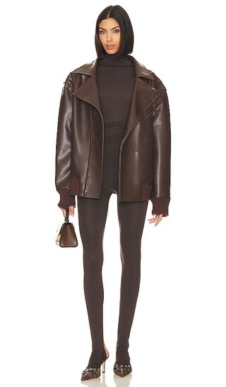 Oversized Moto Jacket in Chocolate | Revolve Clothing (Global)