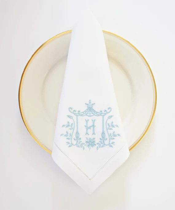 PAGODA IV Embroidered Monogram with Bamboo font for Napkins and Towels, special events, weddings,... | Etsy (US)