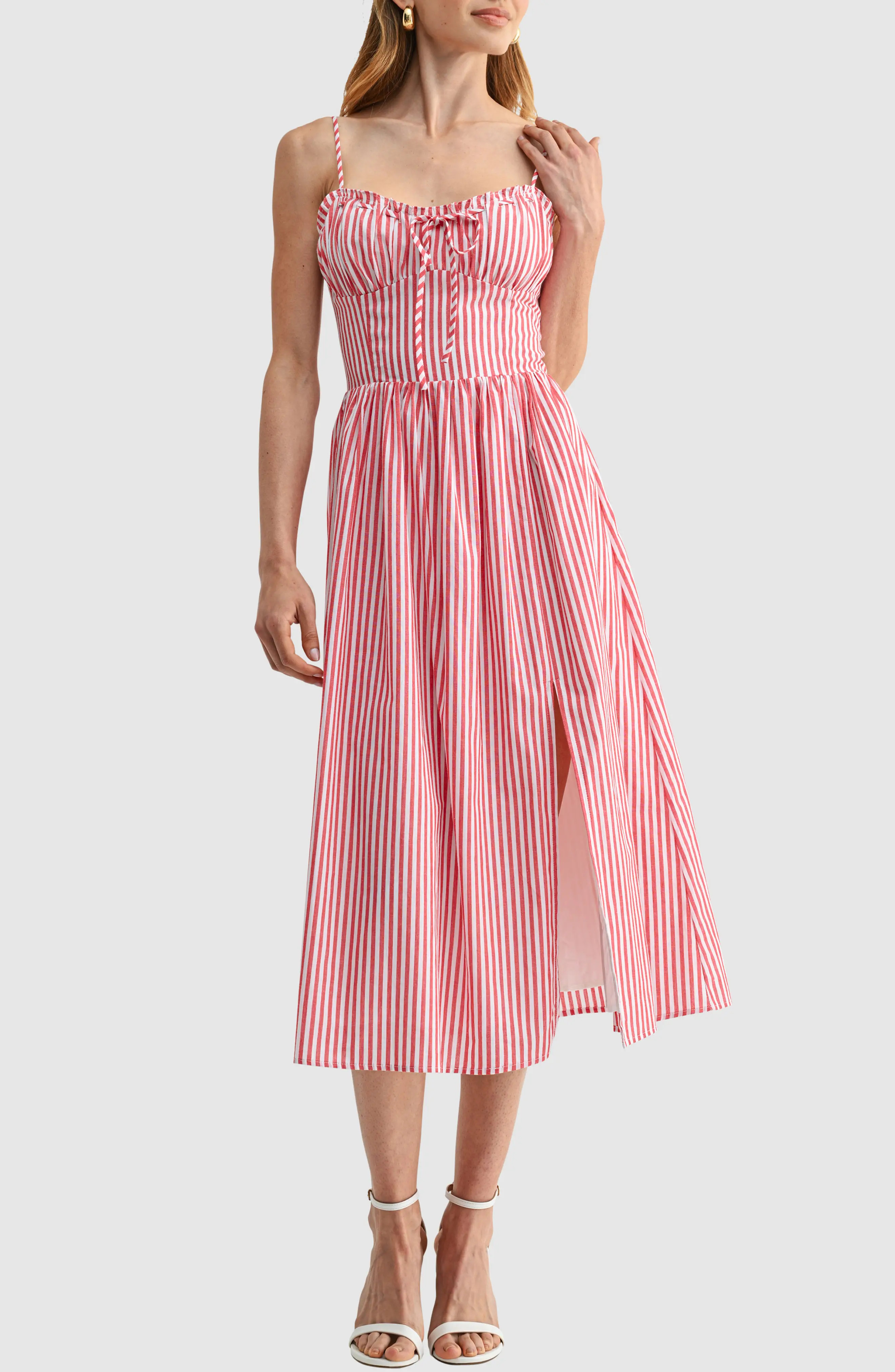 All in Favor Sweetheart Neck Cotton Fit & Flare Midi Dress (Women) | Nordstrom | Nordstrom