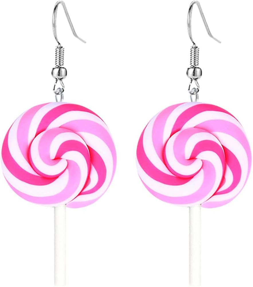 Cute Resin Color Round Lollipop Drop Earring Handmade Candy Color Simulation Food Dangle Earring ... | Amazon (US)