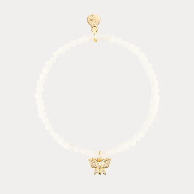 Luna Bracelet - Gardenia With Butterfly Charm | BuDhaGirl