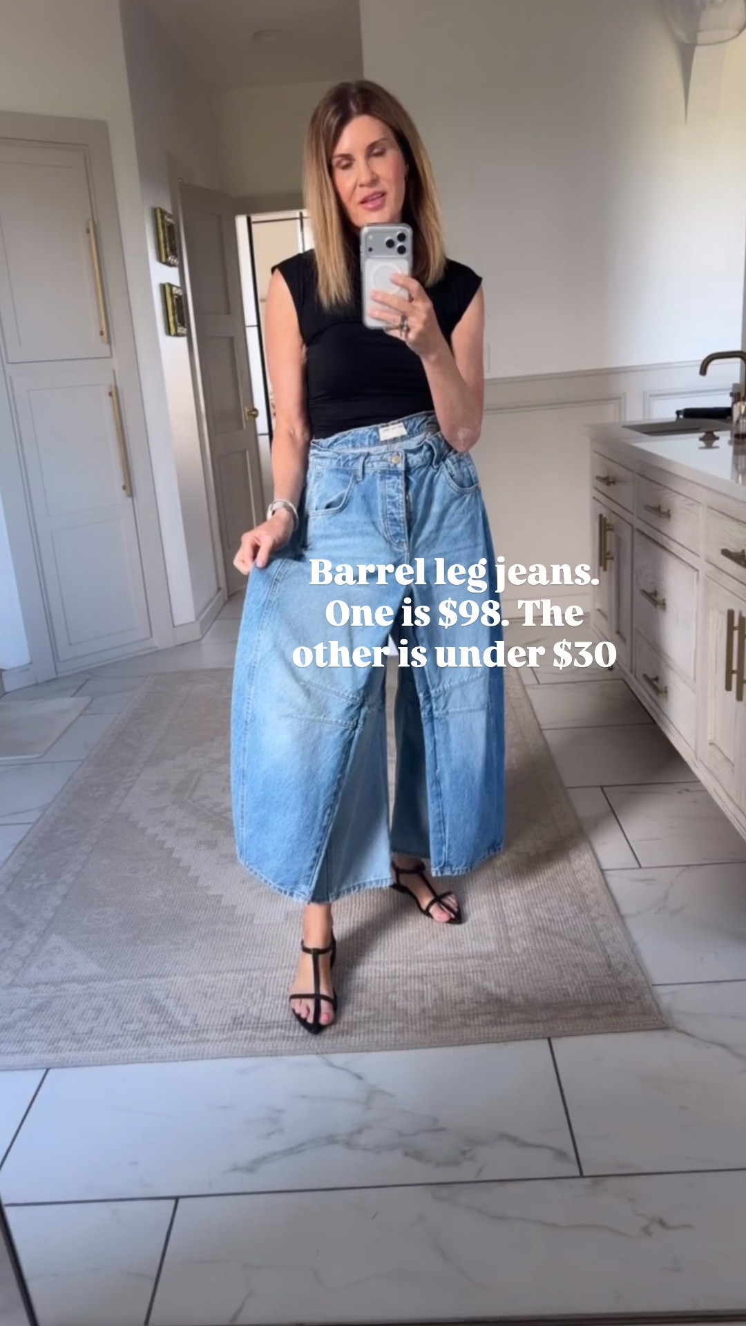 Free people good luck barrel leg size 26 size down
Walmart scoop tts size 4 if between sizes size down only $28! 

Comment SHOP below to receive a DM with the link to this post on my LTK ⬇ https://liketk.it/647yl #ltkover40 #ltkgrwm

#LTKOver40