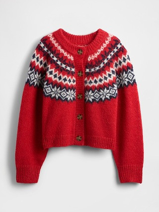 Fuzzy Fair Isle Cardigan Sweater | Gap (CA)