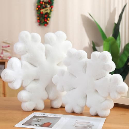 Christmas Snowflake Throw Pillow Xmas Snow Pillows Soft White Plush Winter Pillows for Bed Couch ... | Amazon (US)
