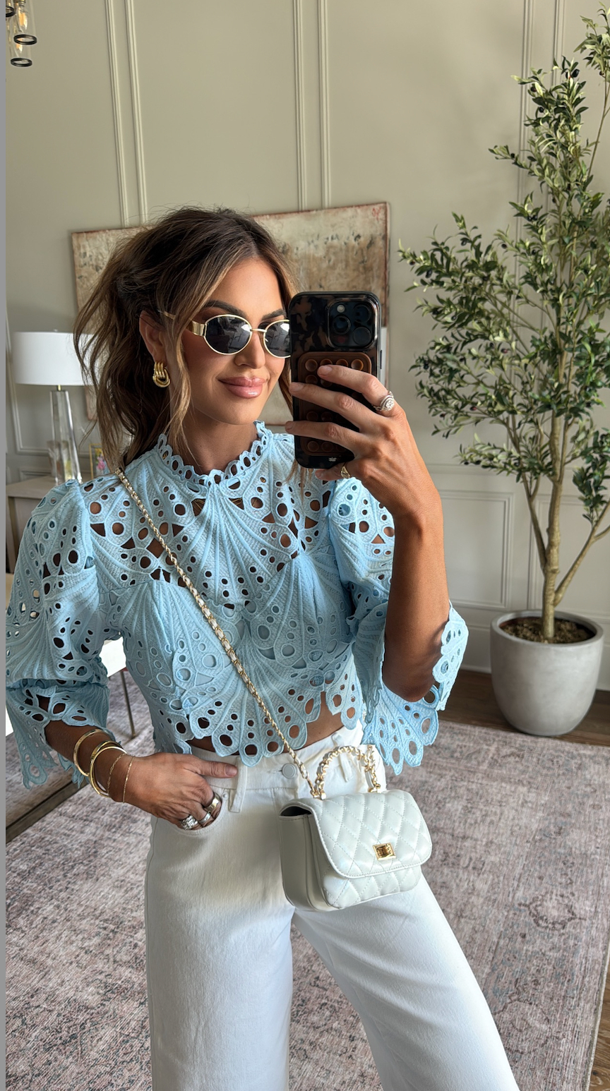 wearing a small top and 26 jeans 🩵 

use code hollie35 for 35% off 🫶🏼 

 