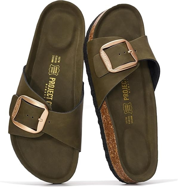 Amazon.com | Project Cloud 100% Genuine Leather Sandals Women Dressy Beach Essentials Slides for ... | Amazon (US)