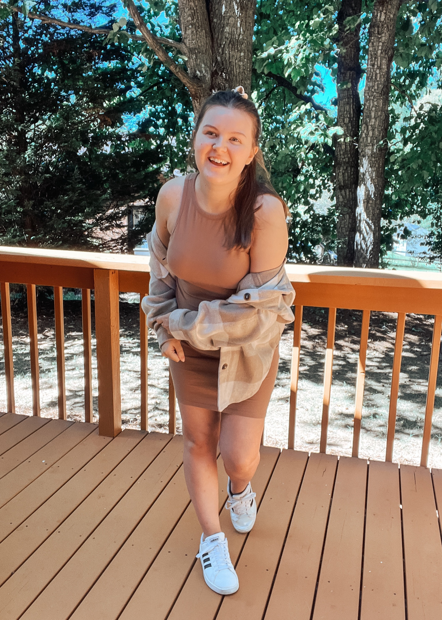 Shacket: medium
Dress: medium
Shoe: 8

Fall is here! Shacket, shirt jacket, Pinkblush maternity, pinkblushmaternity, bodycon dress, target, taupe, brown, sleeveless, high neck line, adidas originals, neutral, plaid, knit, Amazon hair claw clips, hair up, maternity, bump friendly, pregnancy, layers, affordable fashion

#LTKSeasonal #LTKstyletip #LTKbump