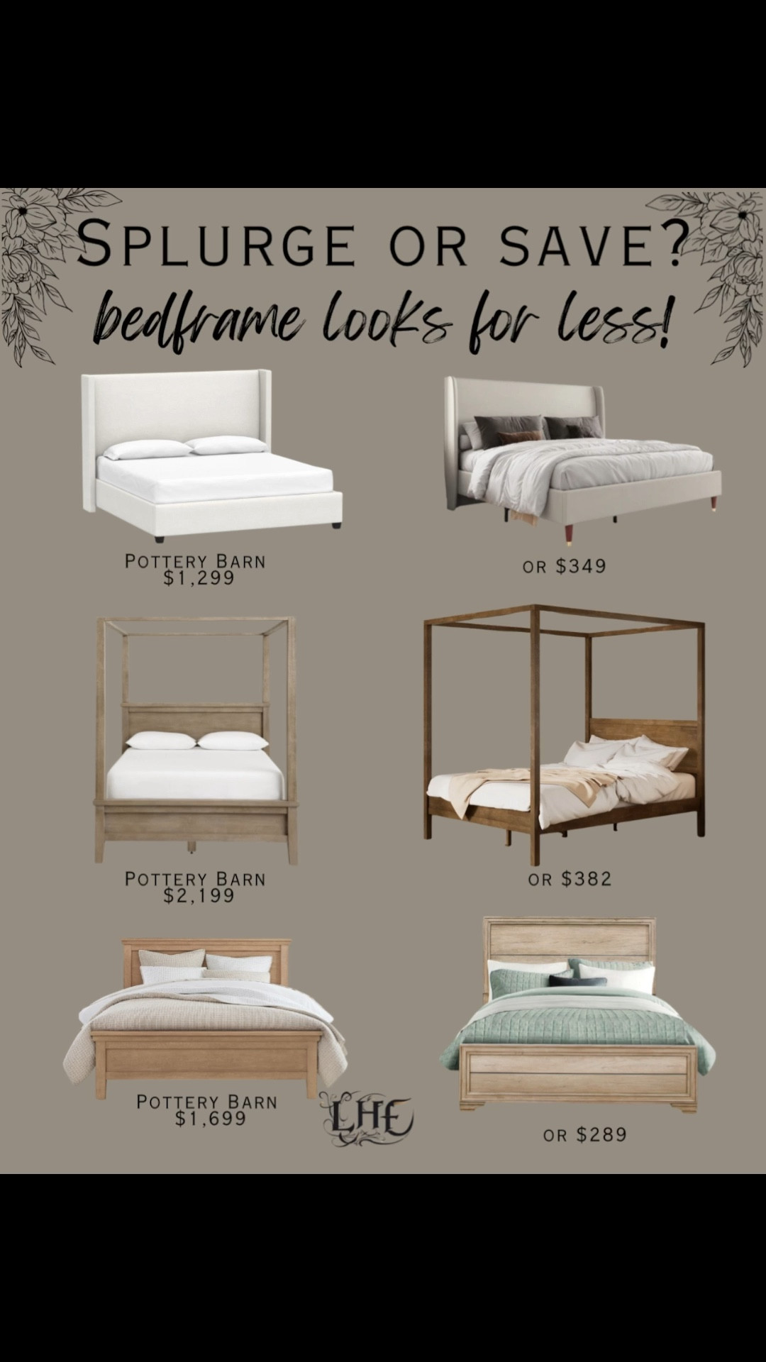 Pottery barn looks for less… yesss please🙌. Shop by clicking the thumbnails!   I added a few extra finds in the thumbnails also! Bed frame, bedframe, wood bedframe, wood bed frame, bedroom, bed frame king, bed frame and headboard, wayfair, wayfair bedroom, wayfair bed frame, upholstered bed frame, canopy bed, canopy bedroom, pottery barn bedroom, pottery barn, looks for less, designer looks for less, splurge or save, save vs splurge, bedroom furniture, bedroom inspo, affordable bedroom furniture, affordable home, farmhouse bedroom, farmhouse, modern farmhouse bedroom 

#LTKHome #LTKSaleAlert #LTKStyleTip