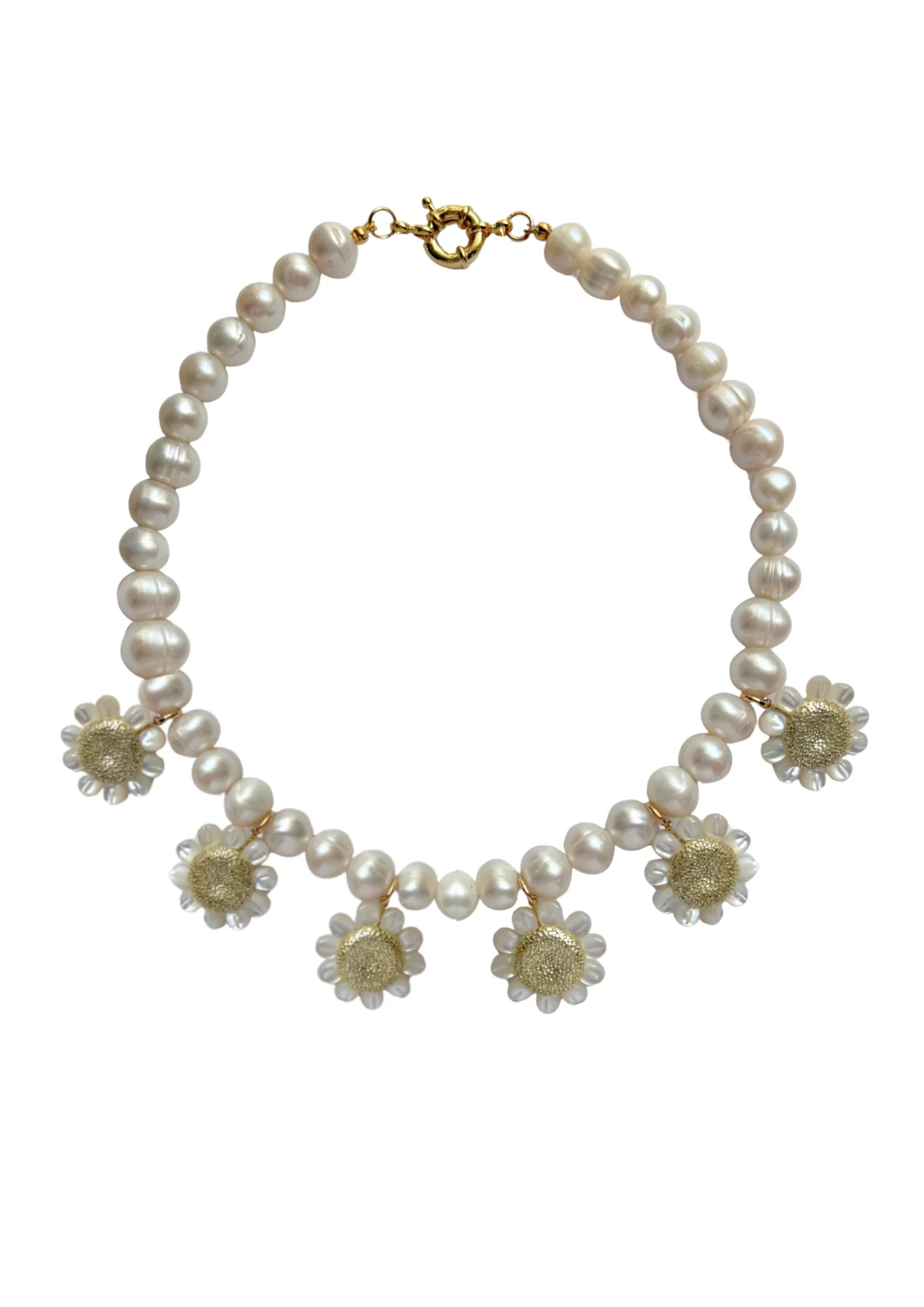 Pearl and Mother of Pearl Daisy Necklace | Nicola Bathie Jewelry