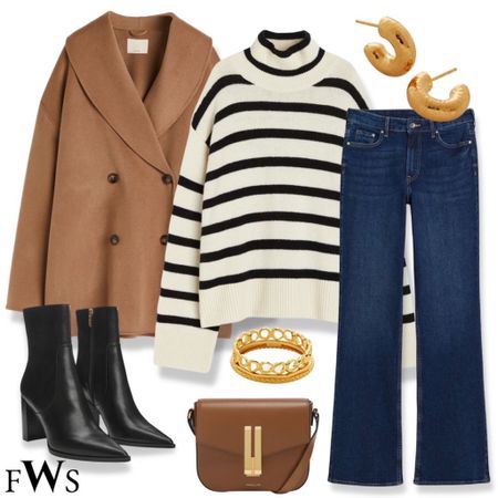 Autumn outfit 🤎🍂 

Striped jumper striped knit dark blue denim jeans boot cut jeans black ankle boots heeled boots leather boots fall boots winter boots autumn boots pointy toe boots gold accessories Demellier H&M Mango Monica vinader outfit ideas style tip how to wear mom outfit curve midsize casual effortless 

#LTKU #LTKSeasonal #LTKmidsize