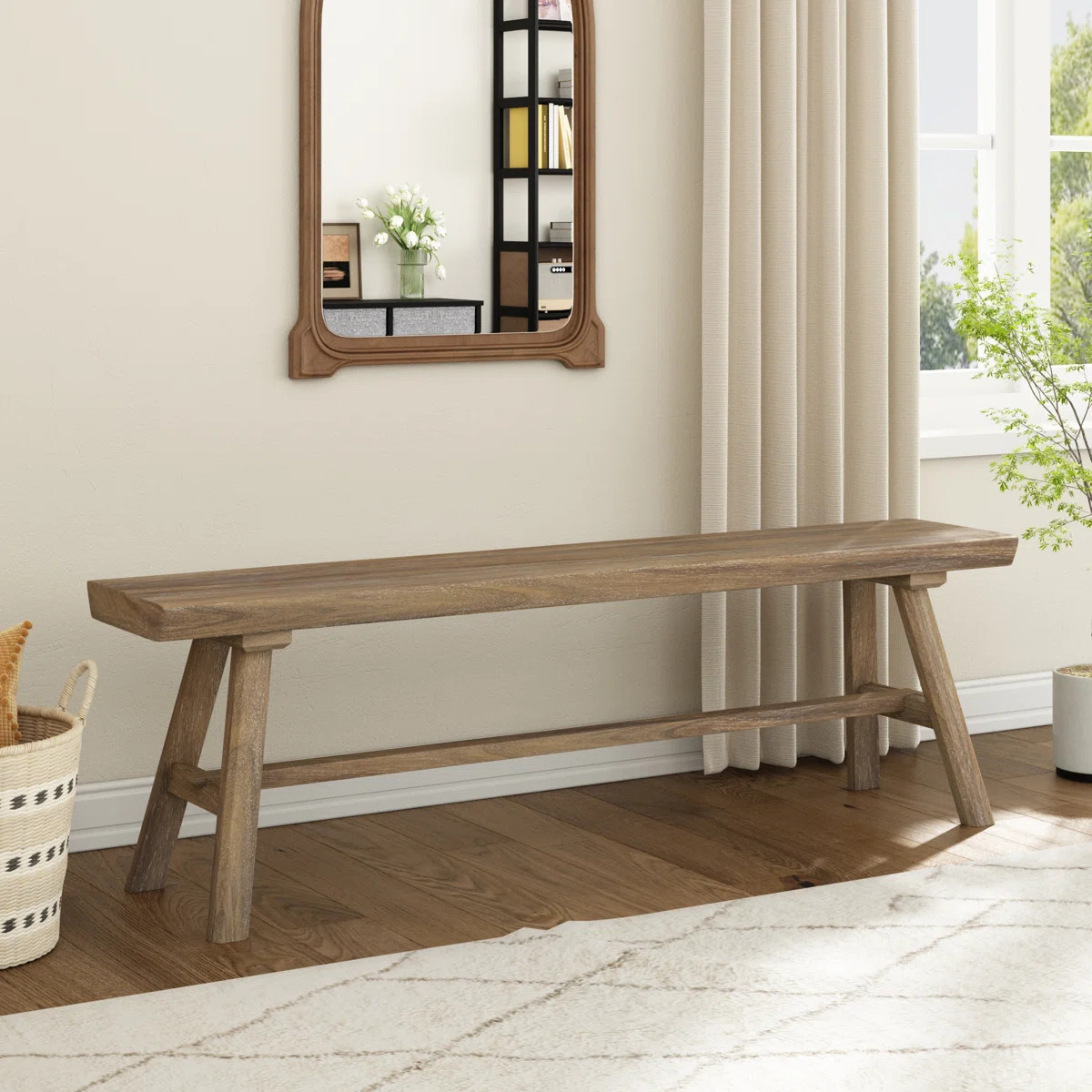 Solid Wood Natural Entryway Bench | Wayfair North America