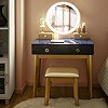 CHARMAID Vanity Desk with Mirror and Lights, White Makeup Vanity Desk with 4 Drawers, 3 Color Lig... | Amazon (US)