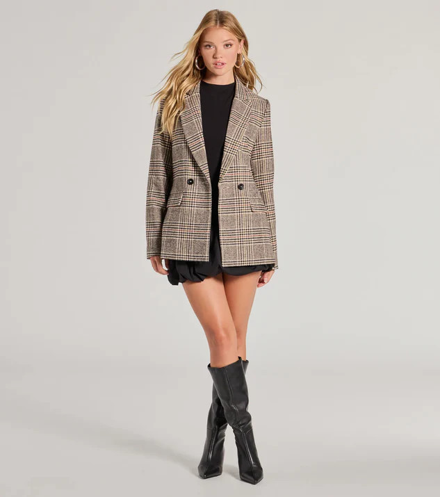 Classic Mood Glen Plaid Woven Oversized Blazer | Windsor Stores