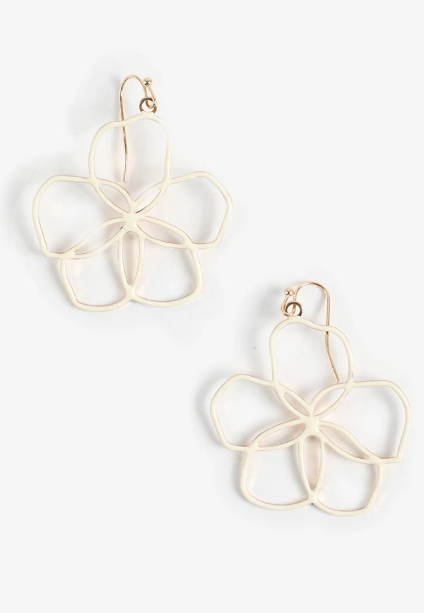Cream Resin Flower Drop Earrings | Maurices