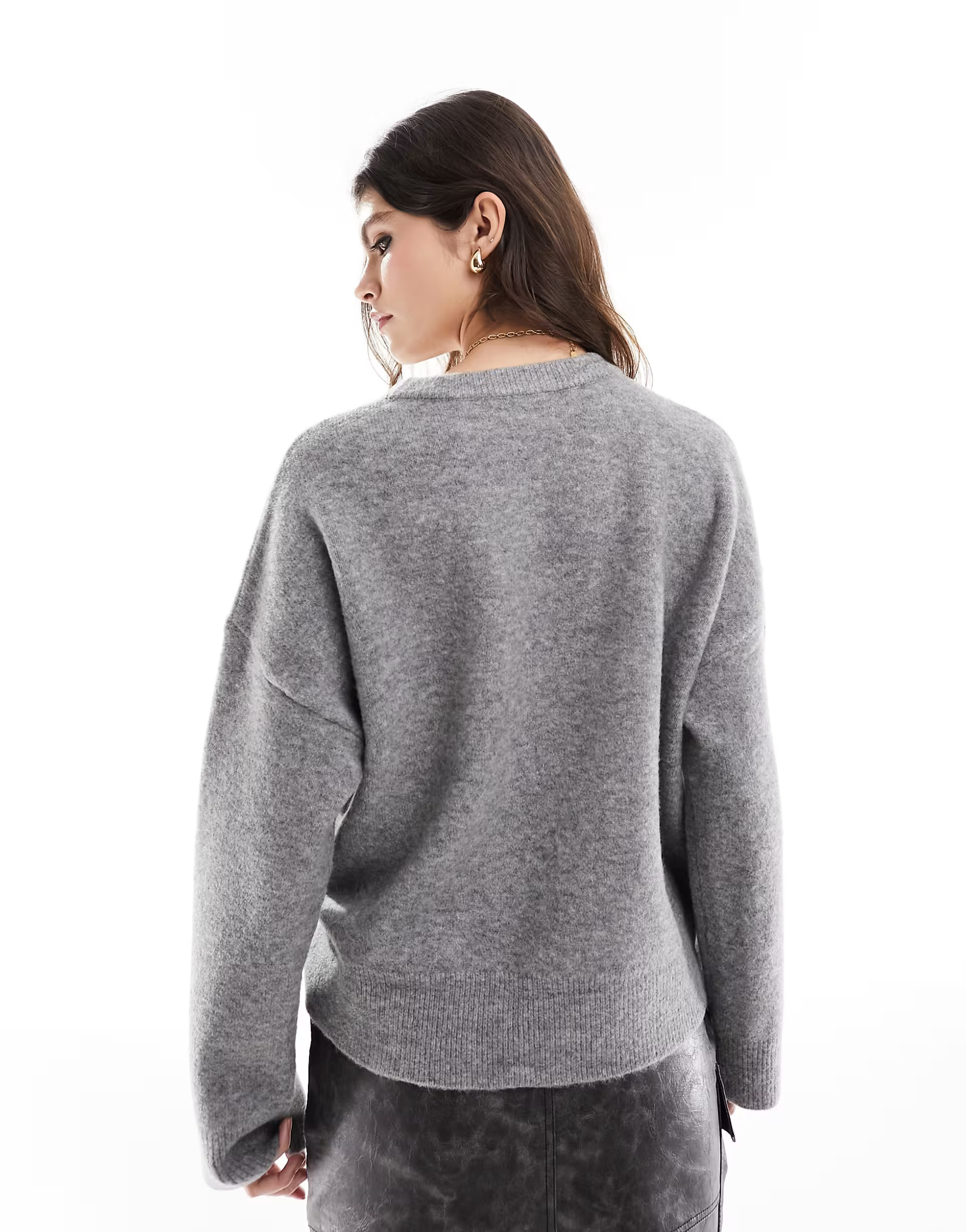ASOS DESIGN boxy crew neck sweater in gray | ASOS | ASOS (Global)