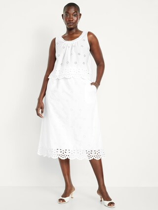A-Line Eyelet Midi Skirt | Old Navy (US)