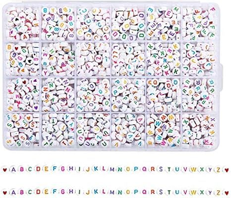 Alphabet Beads 1620 Pcs A-Z Letter Beads, 7x4mm Sorted Acrylic Beads Kit for DIY Bracelets, Neckl... | Amazon (US)