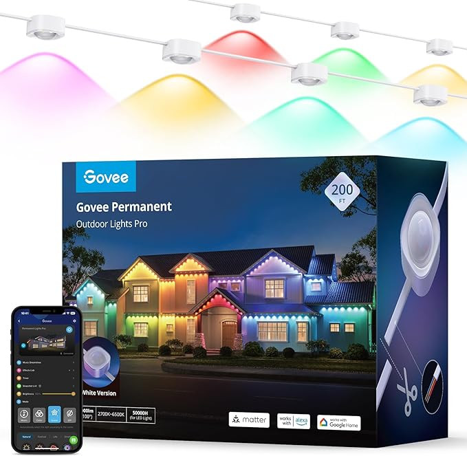 Govee Permanent Outdoor Lights Pro, 200ft with 120 RGBIC LED Lights for Daily and Accent Lighting... | Amazon (US)