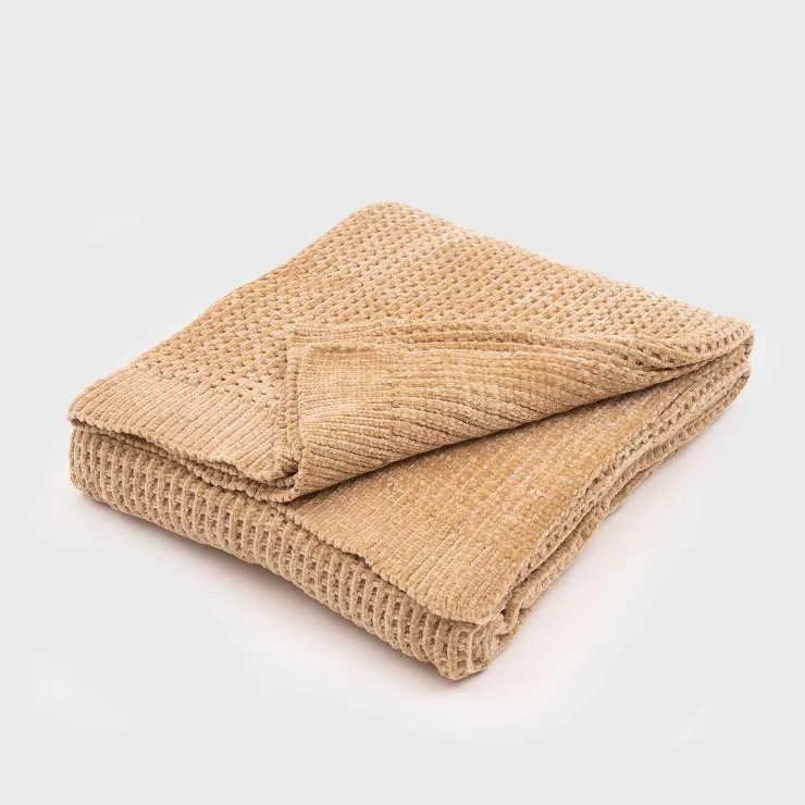 50"x60" Shiny Waffle Chenille Knit Throw Blanket - Evergrace | Target