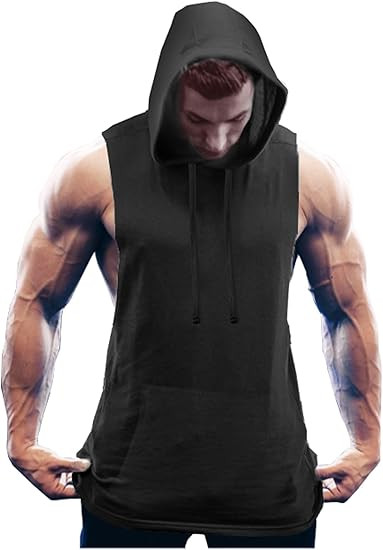 COOFANDY Men's Workout Hooded Tank Tops Bodybuilding Muscle Cut Off T Shirt Sleeveless Gym Hoodie... | Amazon (US)
