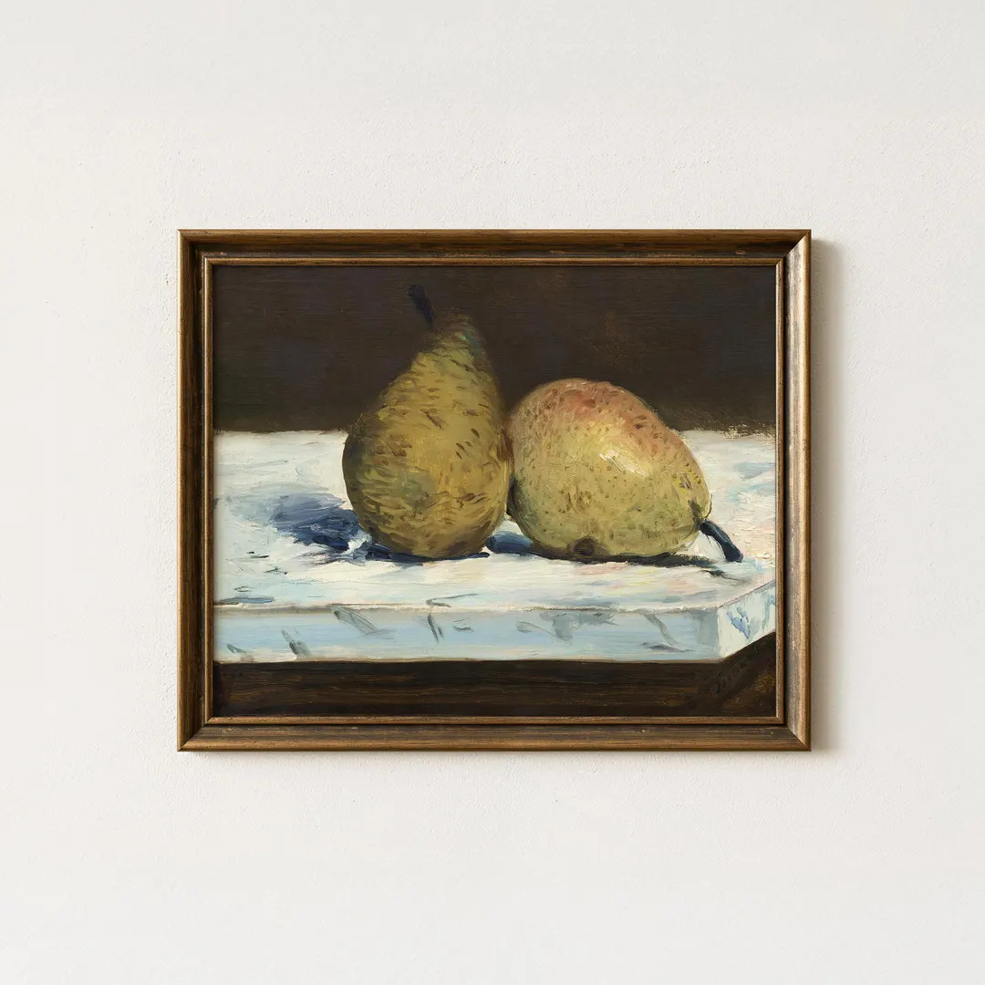 Rustic Pear Still Life Painting | Antique Fruit Wall Decor | Vintage Kitchen Artwork | Mailed Pri... | Etsy (US)