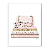 Stupell Industries Pink Purse Gold Bookstack Glam Fashion Watercolor Design, Designed by Amanda Gree | Amazon (US)