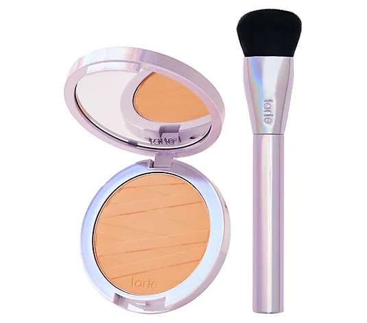 tarte Face Tape Waterproof 16-Hour Pressed Powder & Brush | QVC