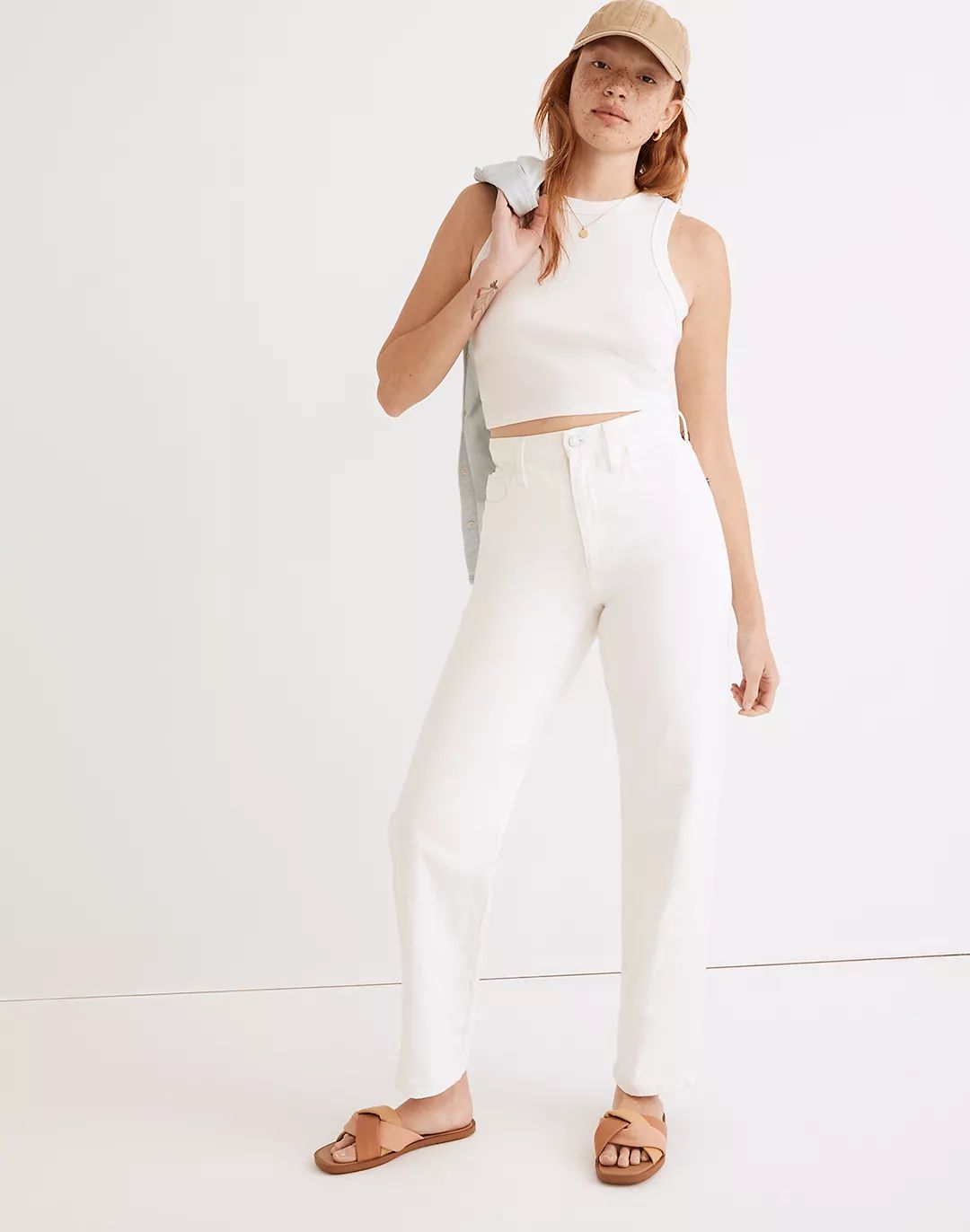 The Convertible Paperbag Dadjean in Tile White | Madewell