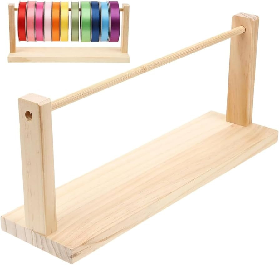 jojofuny Ribbon Holder Organizer - Sturdy Solid Wood Craft Storage Rack for Wall Mount or Desktop... | Amazon (US)