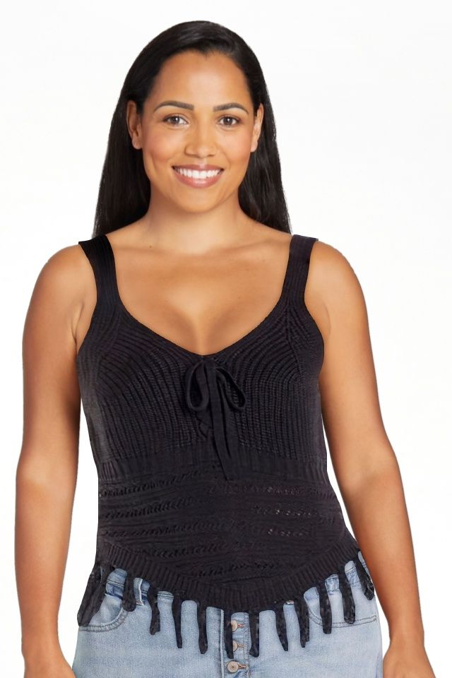 No Boundaries Juniors’ Sweater Tank Top with Fringe Hem, Sizes XS-XXXL | Walmart (US)