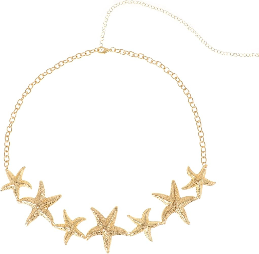 Women Star Waist Chain Belt, Gold Star Pendant Waist Chain Starfish Chains Waist for Women Fashio... | Amazon (US)