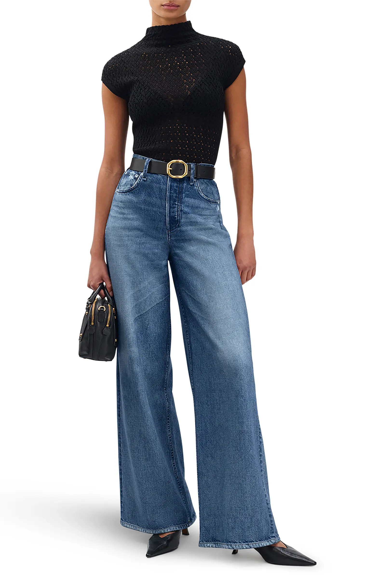 rb Miramar Sofie High Waist Ankle Wide Leg Terry Sweatpant Jeans | Nordstrom