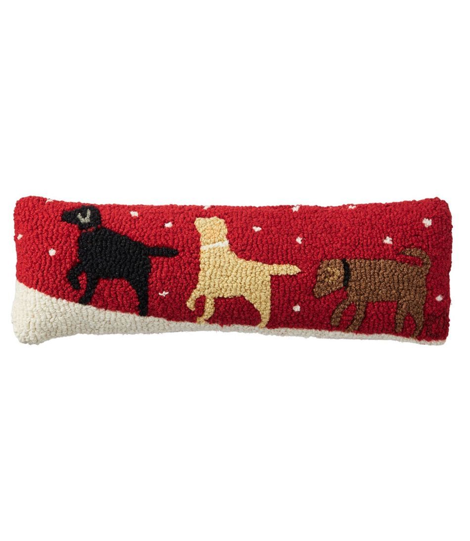 Wool Hooked Throw Pillow, Labs, 8" x 24" | L.L. Bean