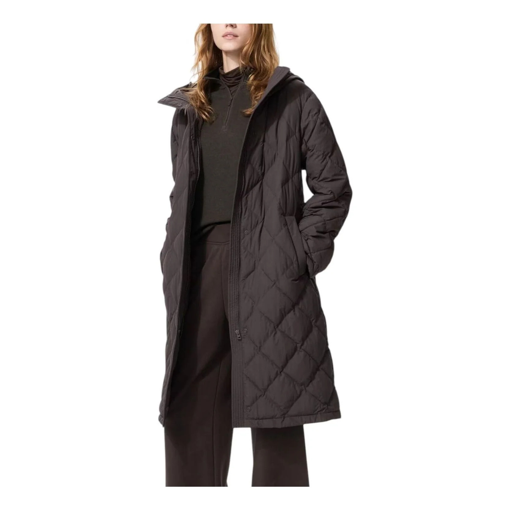 (WMNS) UNIQLO Pufftech Relaxed Long Coat 'Dark Brown' 479209-39 | KICKS CREW