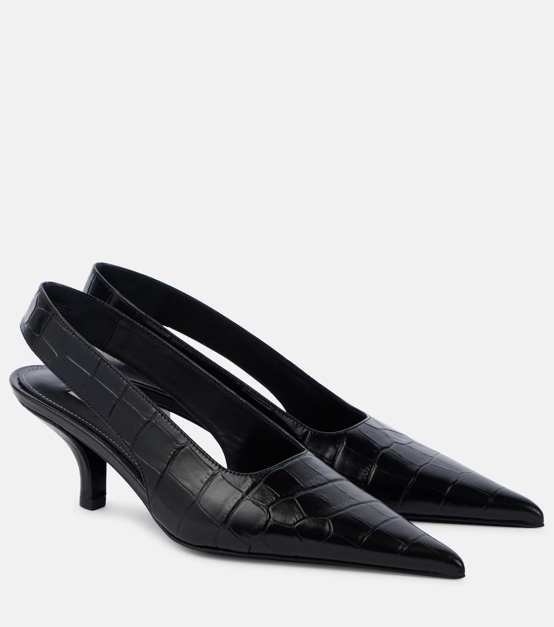 Croc-effect leather slingback pumps | Mytheresa (US/CA)