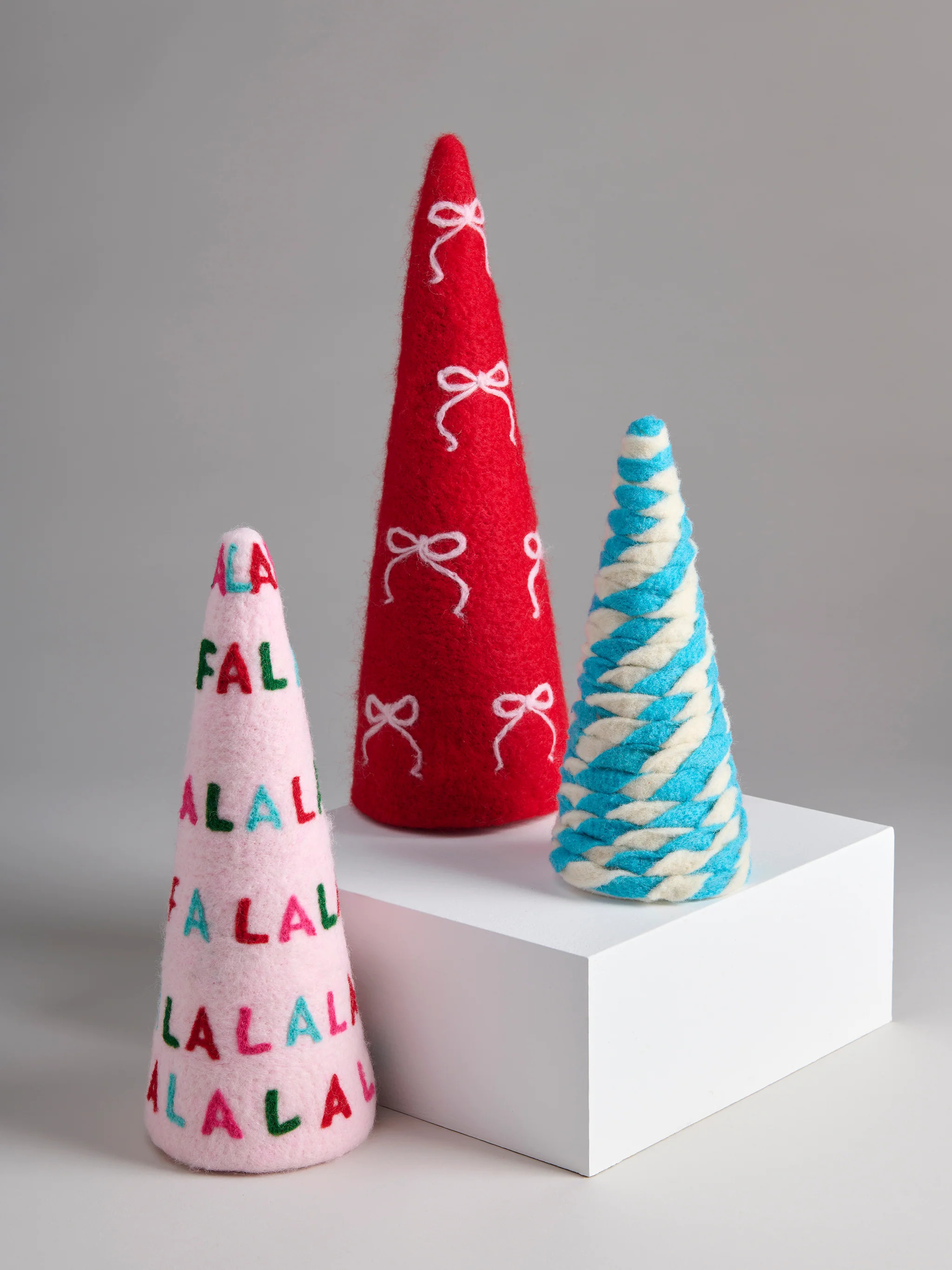 Shiraleah Assorted Set of 3 "Fa La La" Decorative Trees, Multi | Shiraleah