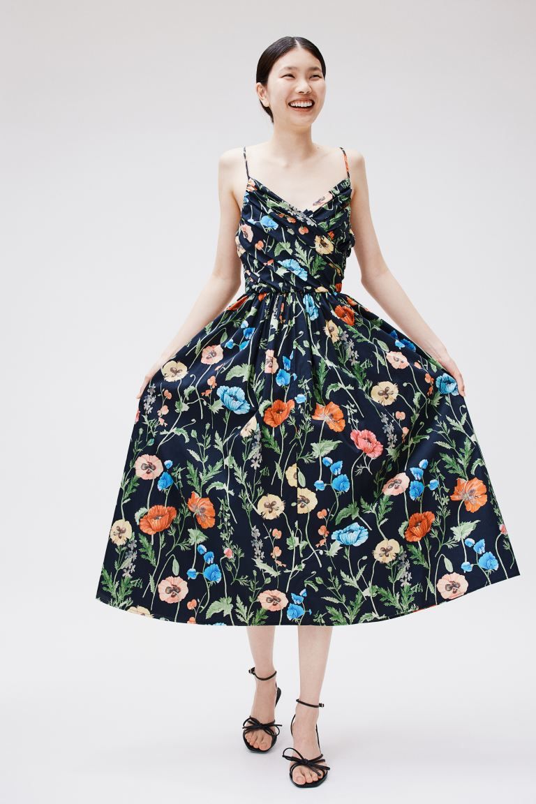 Cotton Dress - Black/floral - Ladies | H&M US | H&M (US + CA)