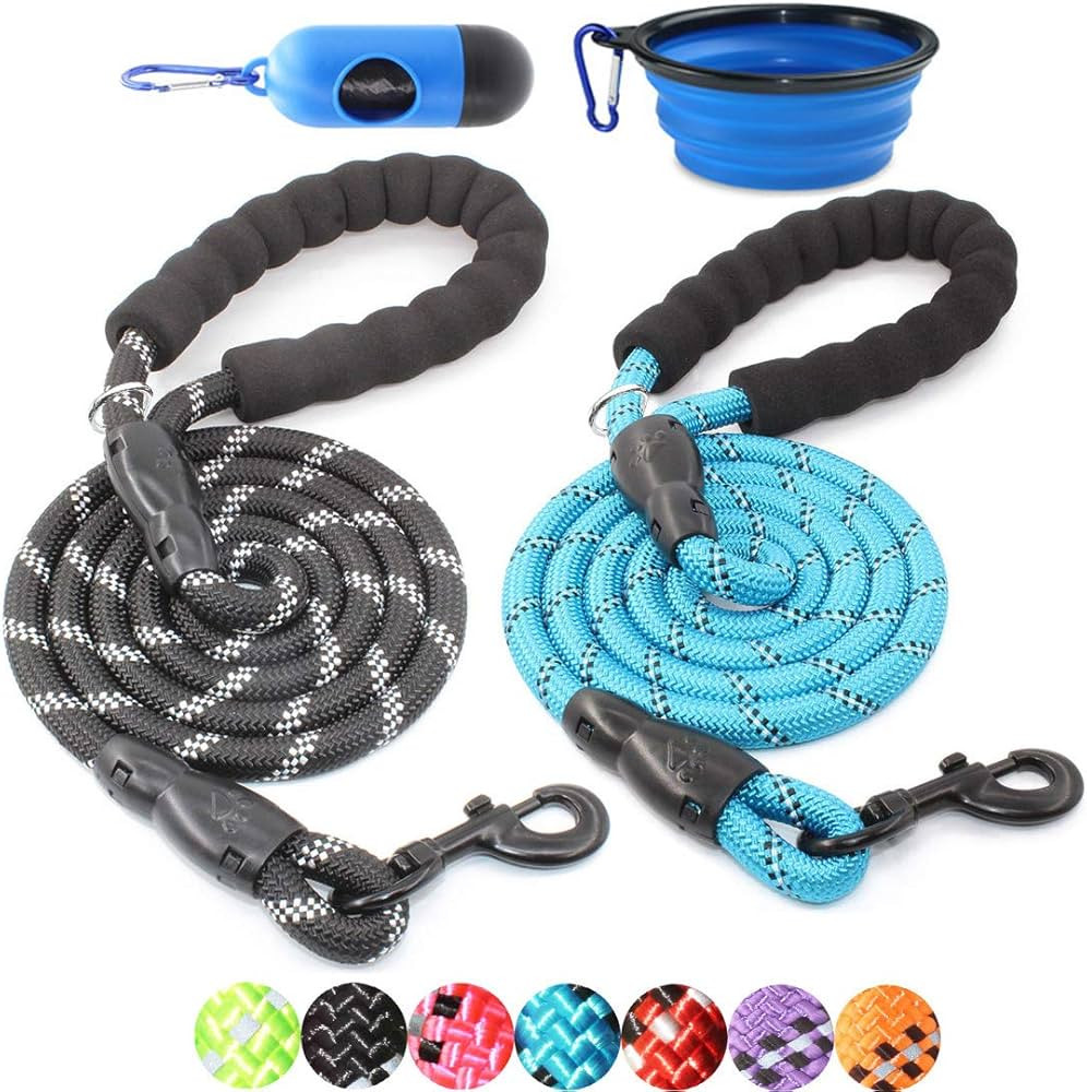 BAAPET 2 Packs 5/6 FT Dog Leash with Comfortable Padded Handle and Highly Reflective Threads Dog ... | Amazon (US)
