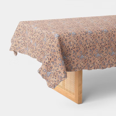 84"x60" Block Print Ruffle Tablecloth - Threshold™ | Target