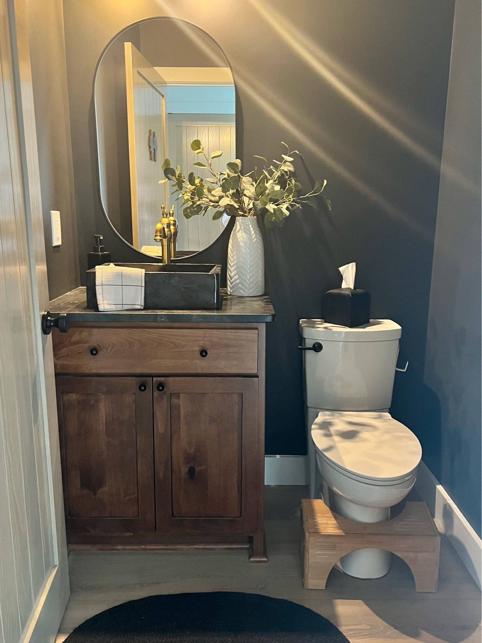 Our powder bathroom 🖤 Paint color Sherwin Williams Iron Ore

#LTKGiftGuide #LTKsalealert #LTKhome