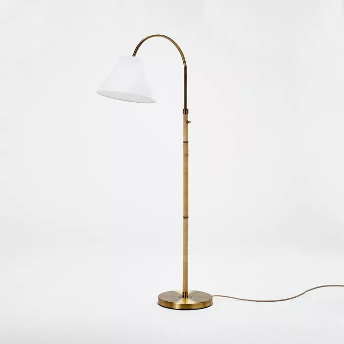 Rattan Wrap Arc Floor Lamp Brass (Includes LED Light Bulb) - Threshold&#8482; designed with Studi... | Target