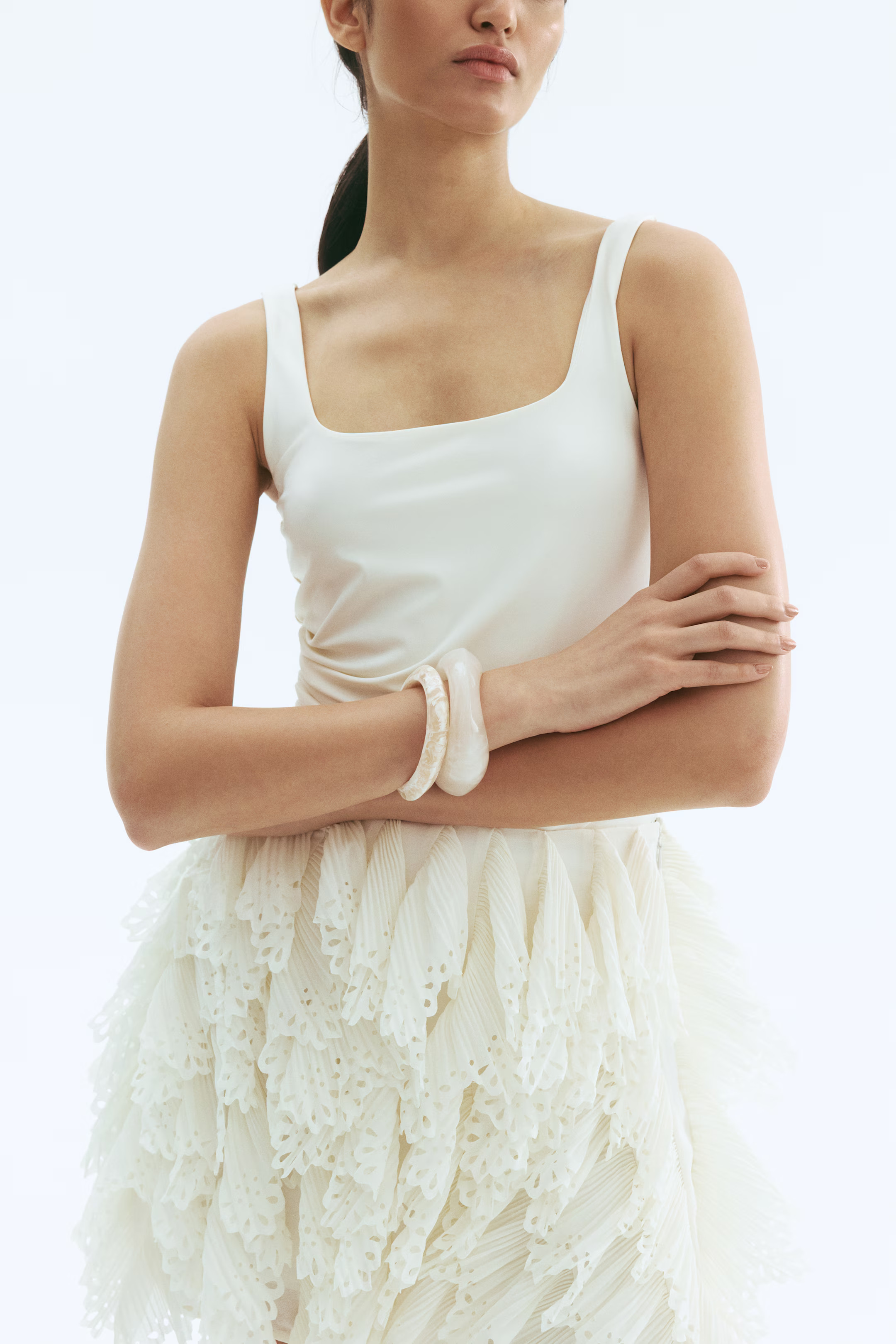 Draped Bodysuit - Cream - Ladies | H&M US | H&M (US + CA)