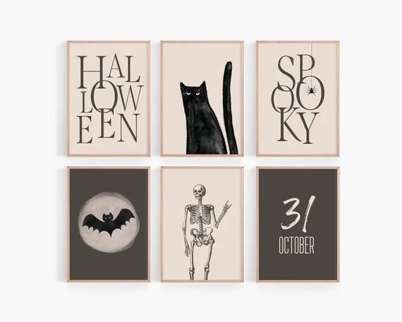 Read the full title
    Minimalist Halloween Wall Art - Set of 6 Halloween Printables - Boho Retr... | Etsy (US)