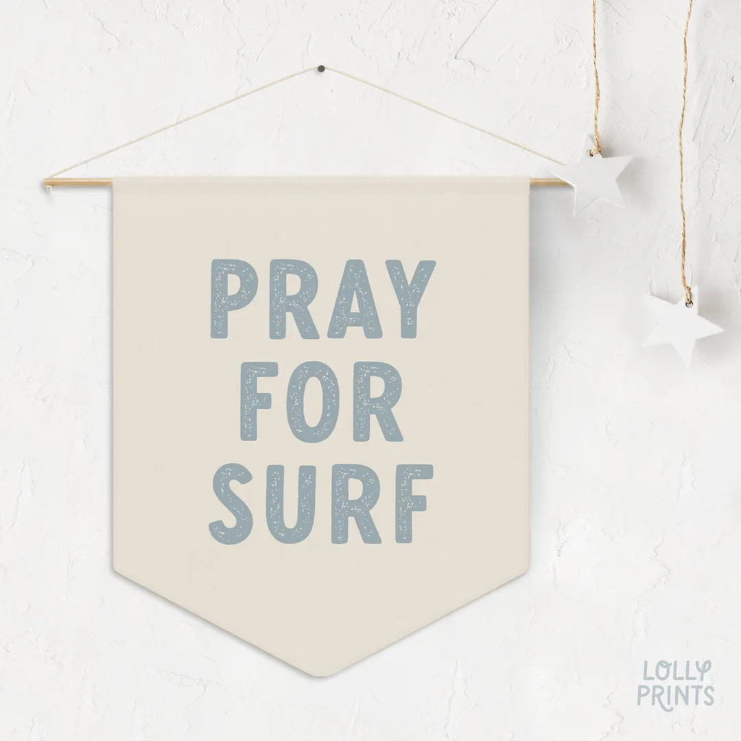 Pray for Surf Pennant Banner, Summer Style Coastal Decor, Beach House Wall Art, Kids Room Playroo... | Etsy (US)