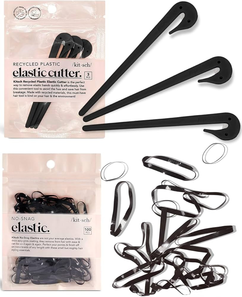 Kitsch 3pc Hair Tie Cutter Tool & 100pc Small Rubber Bands - Rubber Band Cutter, Hair Elastics No... | Amazon (US)