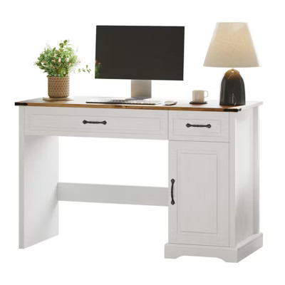 47" Farmhouse Executive Desk, Rustic Home Office Desk with Drawers and Storage Cabinet, Wood Computer Desks Writing Workstation for Home Office&Study | Target