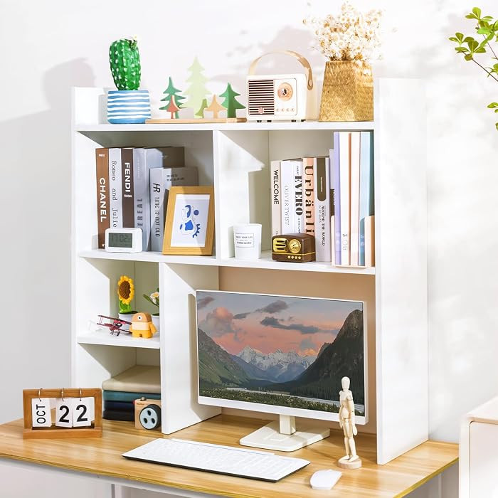 deli Desktop Shelf, Desk Hutch with 5 Shelves for Computer Desk, Desktop 3-Tier Display Rack, Mul... | Amazon (US)