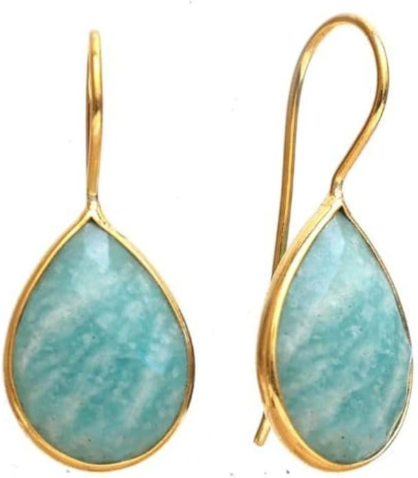 Gempires Pear Shaped Teardrop Crystal Earrings, Bezel Earring, Natural Gemstone Dangle Drop Earri... | Amazon (US)